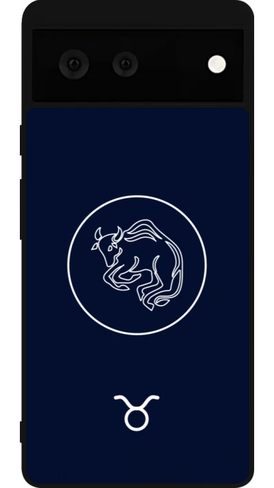 Coque Google Pixel 6 - Silicone rigide noir Astrologie Taureau