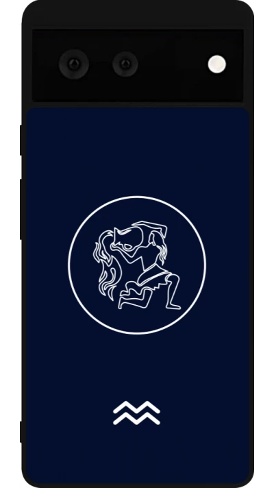 Coque Google Pixel 6 - Silicone rigide noir Astrologie Verseau