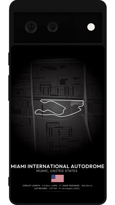 Coque Google Pixel 6 - Silicone rigide noir F1 Track 2025 Miami