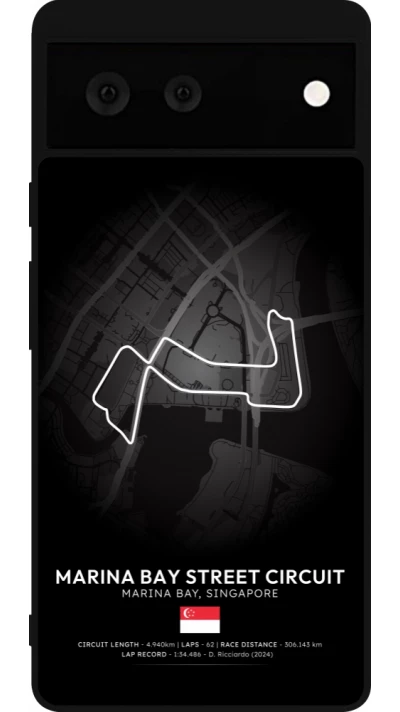 Coque Google Pixel 6 - Silicone rigide noir F1 Track 2025 Singapore