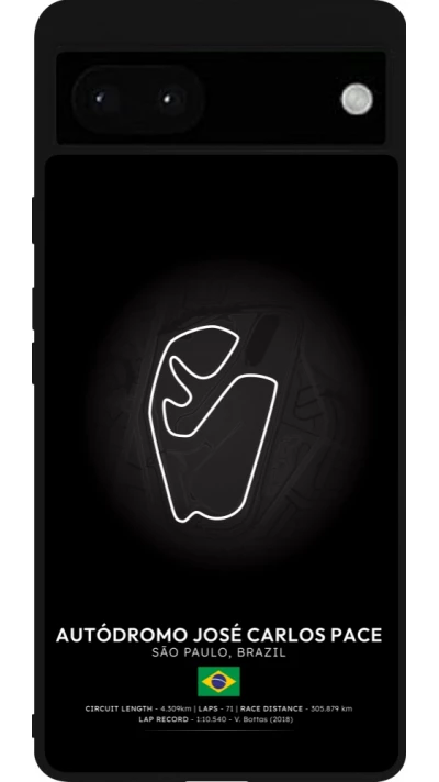 Google Pixel 6a Case Hülle - Silikon schwarz F1 Track 2025 Brazil