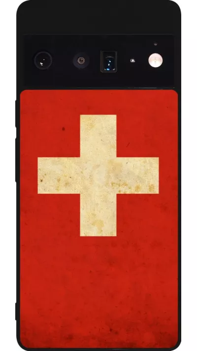 Google Pixel 6 Pro Case Hülle - Silikon schwarz Vintage Flag SWISS