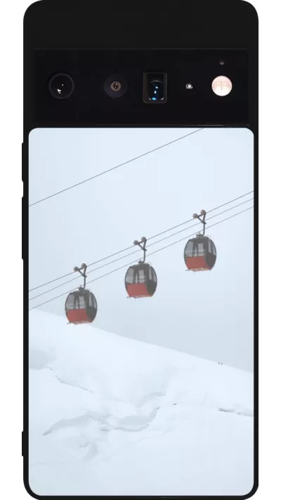 Google Pixel 6 Pro Case Hülle - Silikon schwarz Winter 22 ski lift