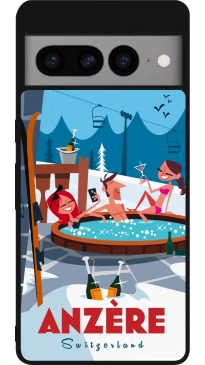 Google Pixel 7 Pro Case Hülle - Silikon schwarz Anzère Mountain Jacuzzi