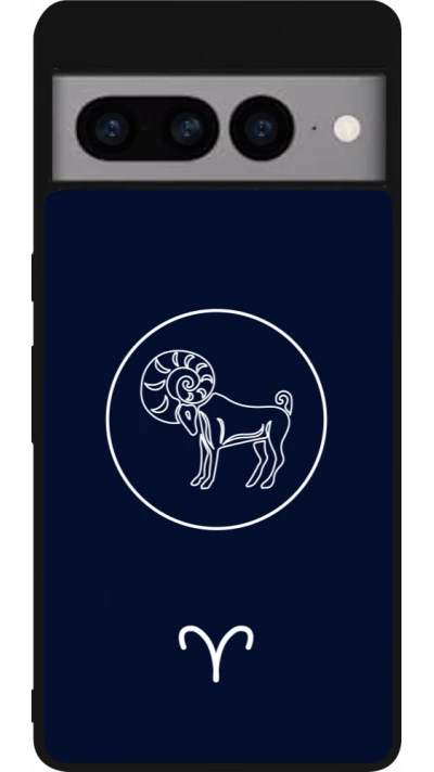 Google Pixel 7 Pro Case Hülle - Silikon schwarz Astrologie Widder