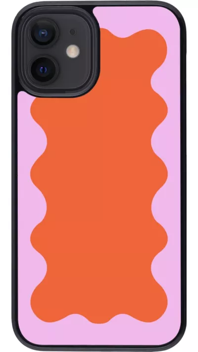 iPhone 12 mini Case Hülle - Wavy Rectangle Orange Pink