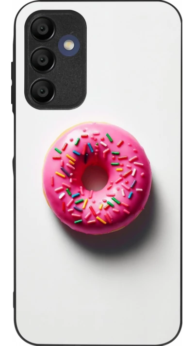 Coque Samsung Galaxy A15 - Silicone rigide noir Weißer Hintergrund, pinker Donut