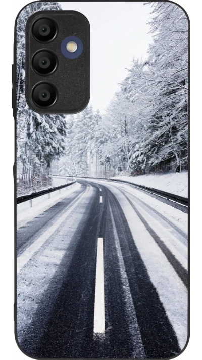 Coque Samsung Galaxy A15 - Silicone rigide noir Winter 22 Snowy Road