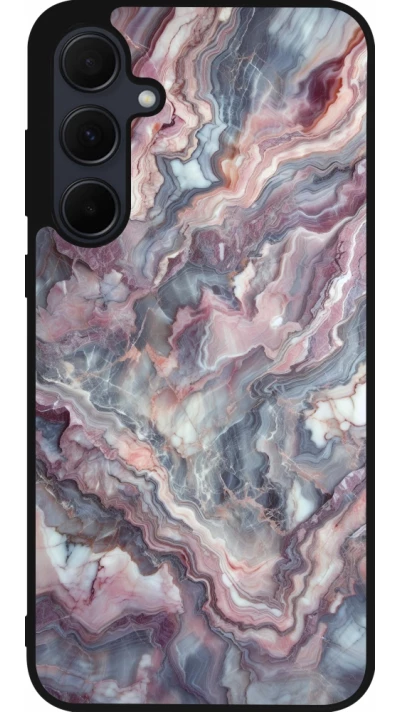 Samsung Galaxy A56 Case Hülle - Silikon schwarz Violetter silberner Marmor