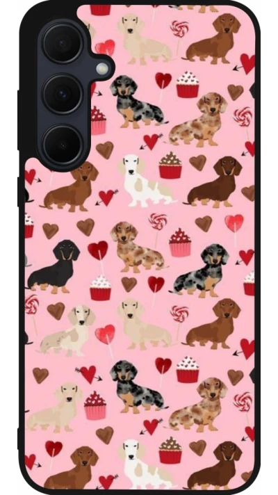 Samsung Galaxy A56 Case Hülle - Silikon schwarz Valentine 2024 puppy love