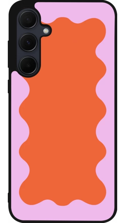 Samsung Galaxy A56 Case Hülle - Silikon schwarz Wavy Rectangle Orange Pink