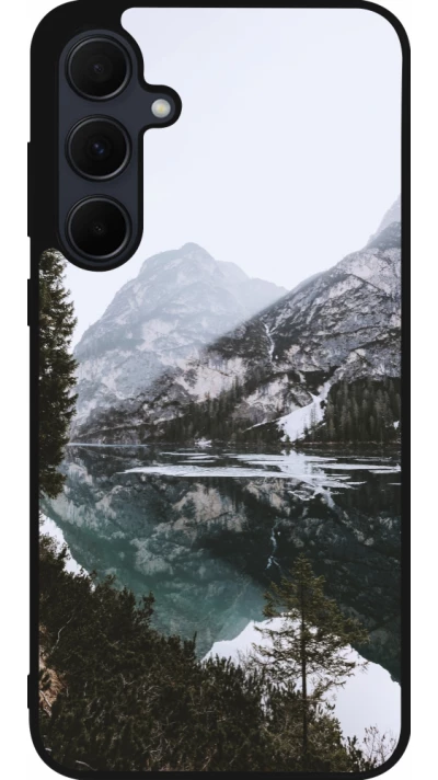 Samsung Galaxy A56 Case Hülle - Silikon schwarz Winter 22 snowy mountain and lake