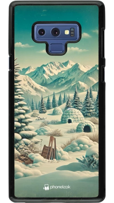 Samsung Galaxy Note9 Case Hülle - Vintage Schneebedeckter Berg Iglu