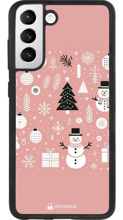 Samsung Galaxy S21 FE 5G Case Hülle - Silikon schwarz Weihnachten 2024 Rose Schneemann Weihnachten