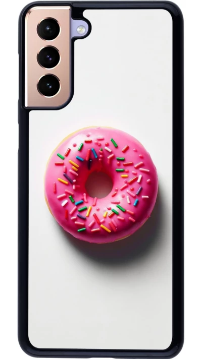 Samsung Galaxy S21+ 5G Case Hülle - Weisser Hintergrund, pinker Donut