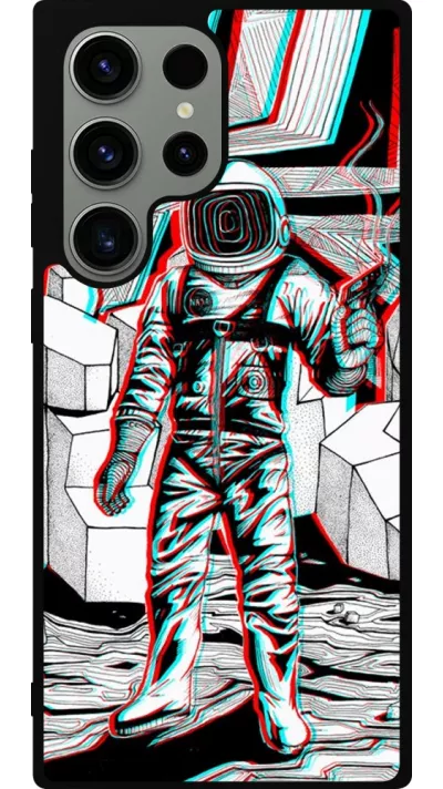 Samsung Galaxy S23 Ultra Case Hülle - Silikon schwarz Anaglyph Astronaut