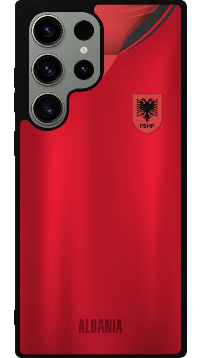 Samsung Galaxy S23 Ultra Case Hülle - Silikon schwarz Albanien personalisierbares Fussballtrikot