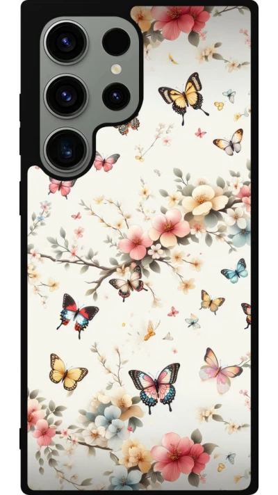 Samsung Galaxy S23 Ultra Case Hülle - Silikon schwarz Frühling 25 Leichte Schmetterlinge