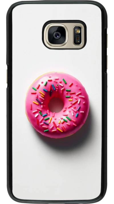 Samsung Galaxy S7 Case Hülle - Weisser Hintergrund, pinker Donut