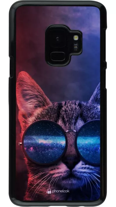 Hülle Samsung Galaxy S9 - Red Blue Cat Glasses