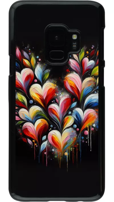 Samsung Galaxy S9 Case Hülle - Valentin 2024 Schwarzes Herz Abstrakt