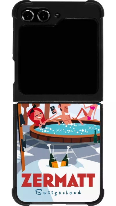 Samsung Galaxy Z Flip5 Case Hülle - Silikon schwarz Zermatt Mountain Jacuzzi