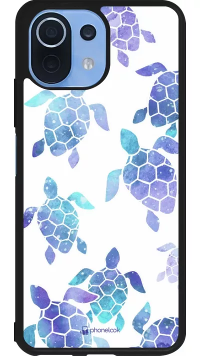 Coque Xiaomi Mi 11 Lite 5G - Silicone rigide noir Turtles pattern watercolor