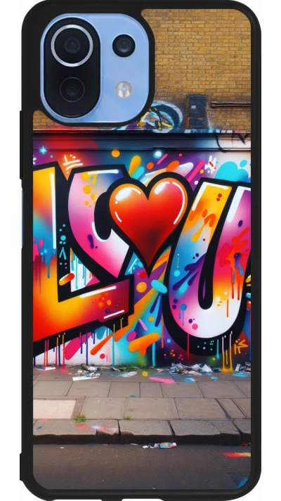 Coque Xiaomi Mi 11 Lite 5G - Silicone rigide noir Valentine 2025 Love U Tag
