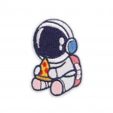 Autocollant sticker pour téléphone/tablette/ordinateur brodé en 3D - Astronaut with pizza