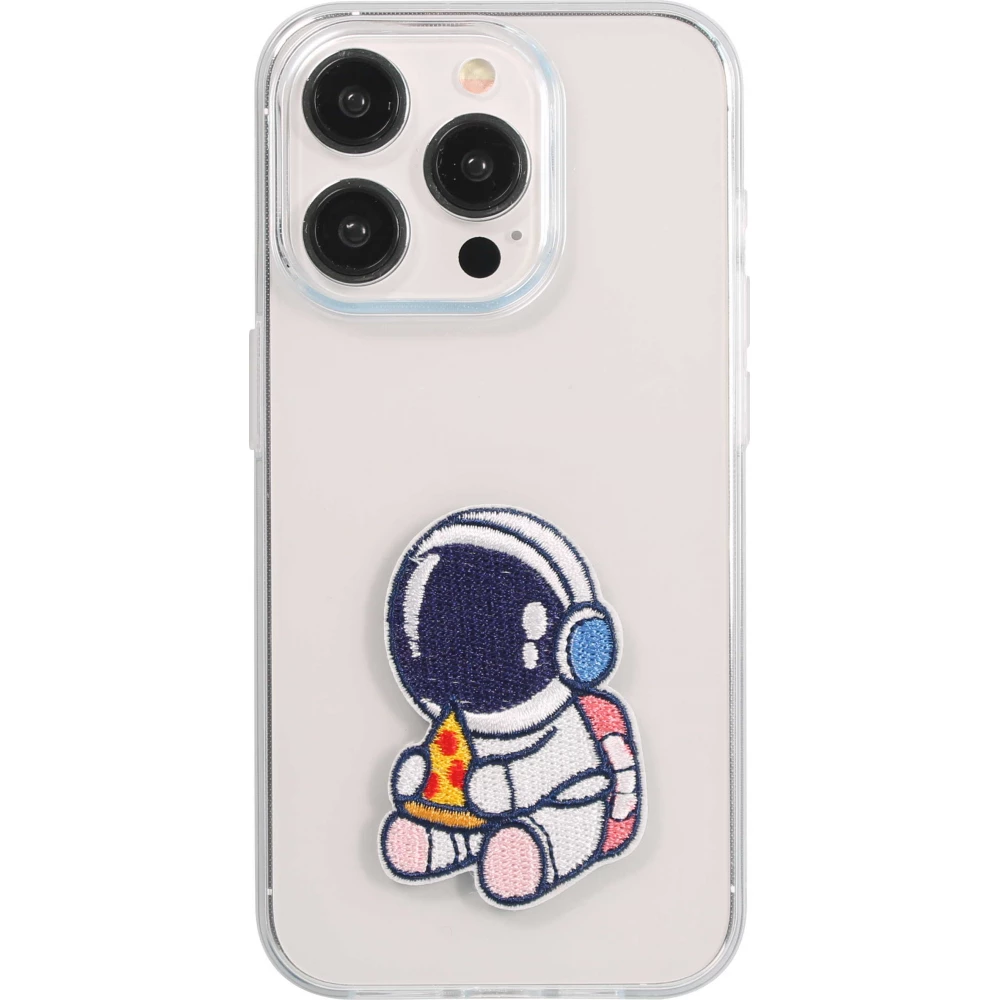 Autocollant sticker pour téléphone/tablette/ordinateur brodé en 3D - Astronaut with pizza