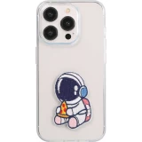 Autocollant sticker pour téléphone/tablette/ordinateur brodé en 3D - Astronaut with pizza