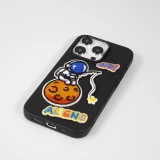Autocollant sticker pour téléphone/tablette/ordinateur brodé en 3D - Astronaut with pizza