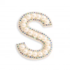 Autocollant sticker pour téléphone/tablette/ordinateur brodé en 3D pearls blanc - Lettre S