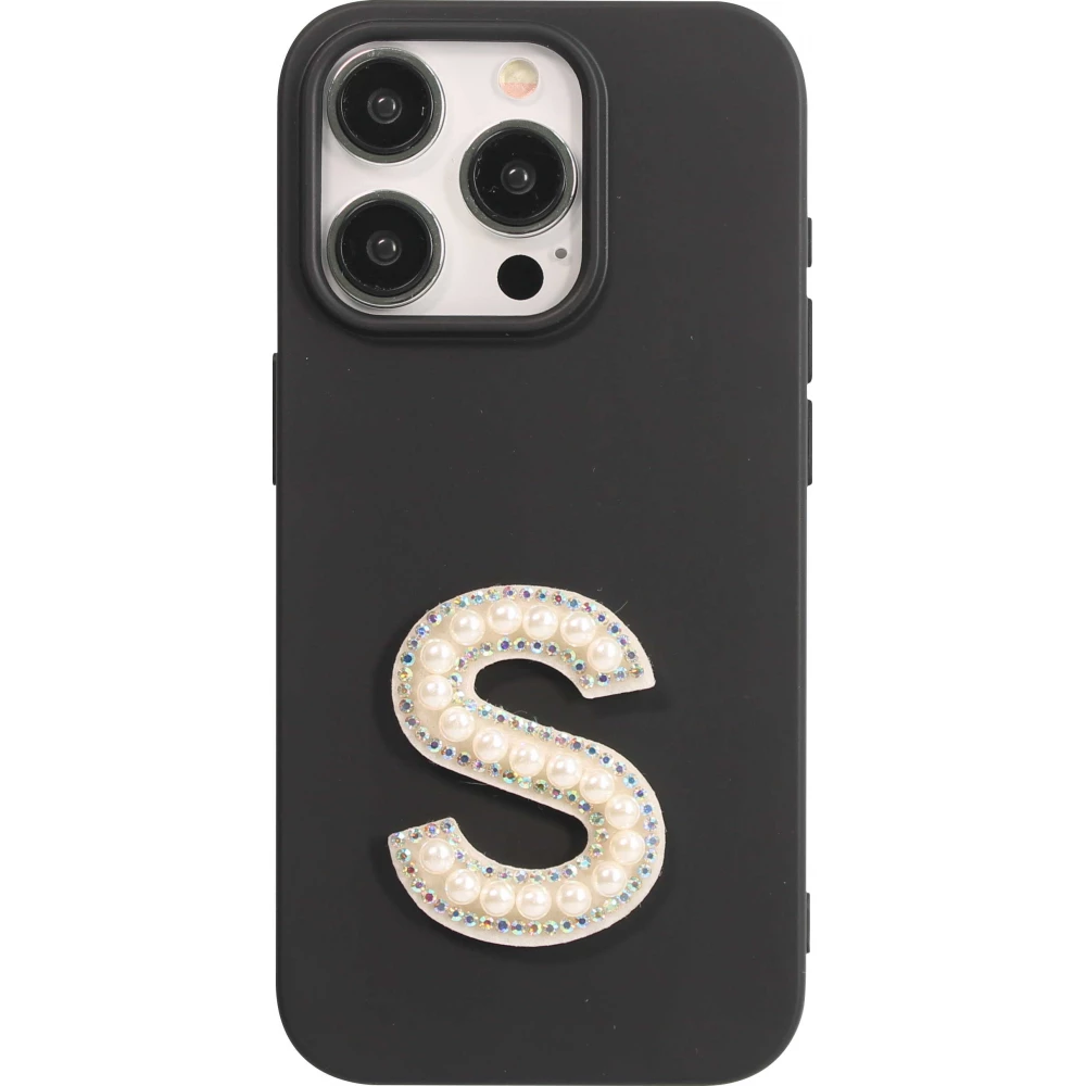 Autocollant sticker pour téléphone/tablette/ordinateur brodé en 3D pearls blanc - Lettre S