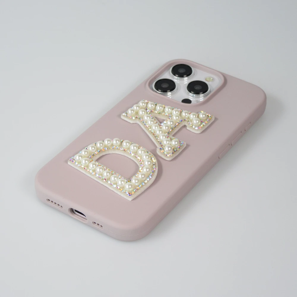 Autocollant sticker pour téléphone/tablette/ordinateur brodé en 3D pearls blanc - Lettre S