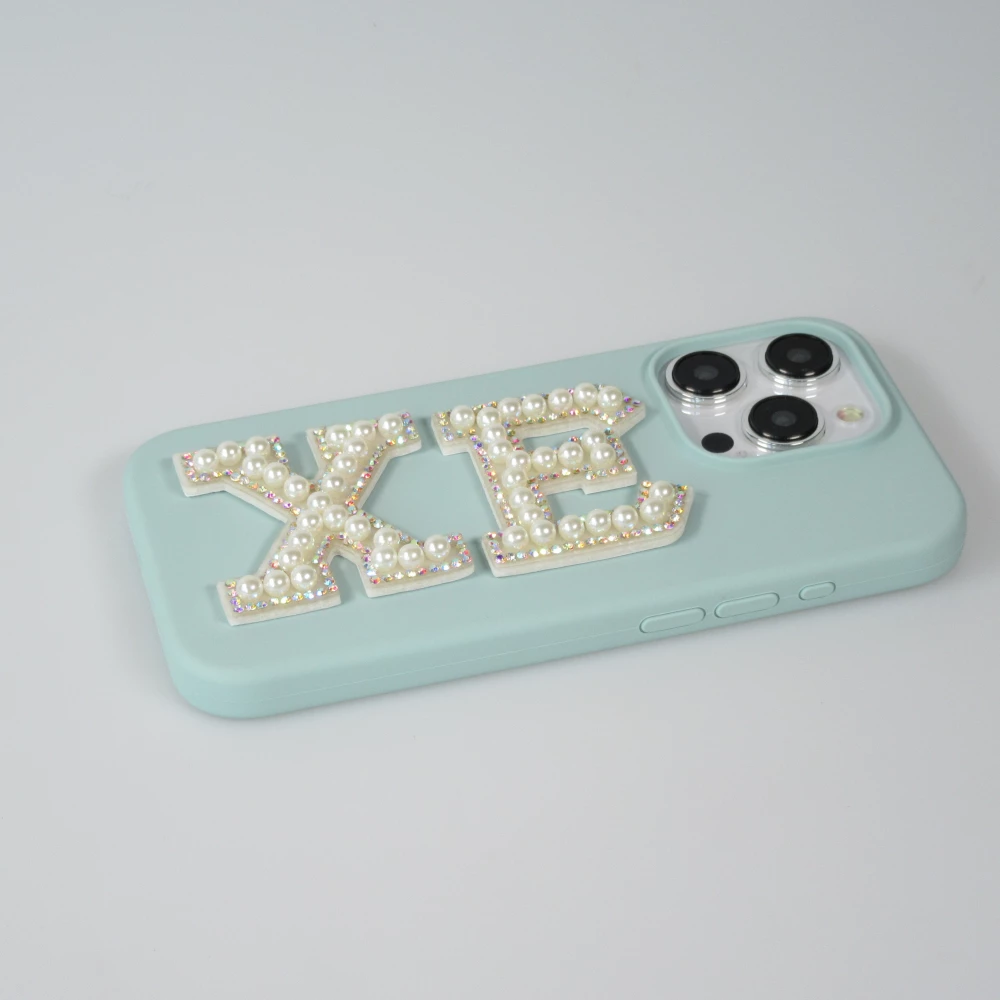 Autocollant sticker pour téléphone/tablette/ordinateur brodé en 3D pearls blanc - Lettre S