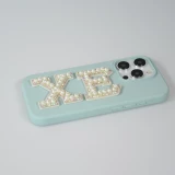 Autocollant sticker pour téléphone/tablette/ordinateur brodé en 3D pearls blanc - Lettre S