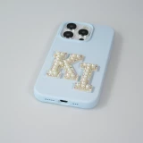 Autocollant sticker pour téléphone/tablette/ordinateur brodé en 3D pearls blanc - Lettre S