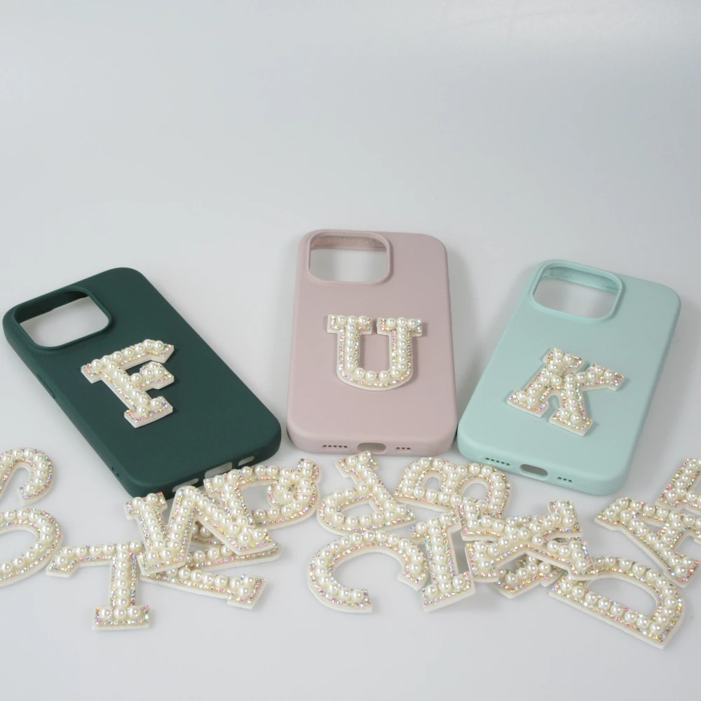 Autocollant sticker pour téléphone/tablette/ordinateur brodé en 3D pearls blanc - Lettre S