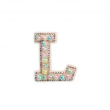 Autocollant sticker pour téléphone/tablette/ordinateur brodé en 3D pearls multi color - Lettre L