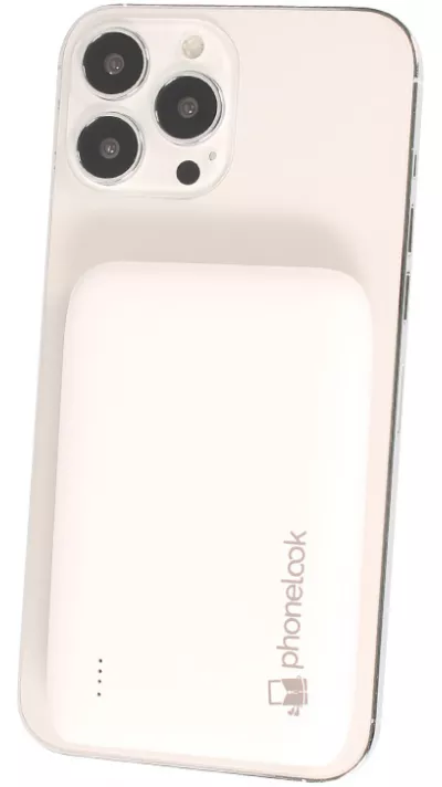 15W kabellose externe MagSafe Qi Batterie Power Bank 5000 mAh Ladegerät PhoneLook - Weiss