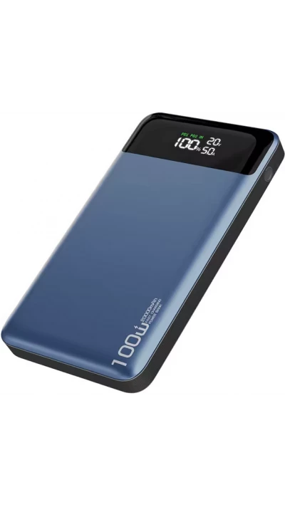 Externer Outdoor-Akku Power Bank Power Delivery PD 100W mit 20000 mAh und LED-Anzeige - Blau