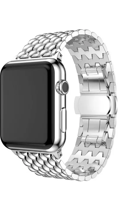 Edelstahlarmband mit kleinen Einzelngliedern in Wabenform  - Silber - Apple Watch 38/40/41/42 mm