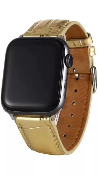 Krokodil armband gold - Apple Watch 38/40/41/42 mm