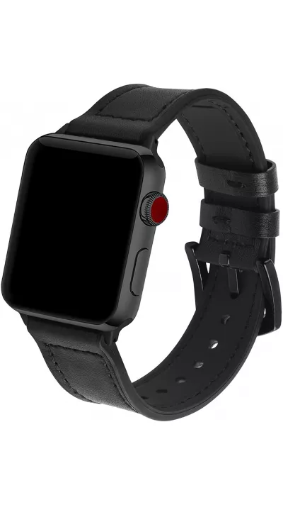 Lederarmband Silikon schwarz - Apple Watch 38/40/41/42 mm