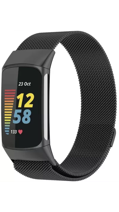 Milanaise-Armband aus Stahl in (Größe L) - Schwarz - Fitbit Charge 3 / 4