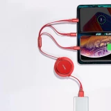 Câble Extensible 3 en 1 Baseus Golden Loop USB - Micro USB / Lightning / USB-C (3.5A) 35cm - 120cm (CAMLT-JH01) - Noir