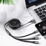 Câble Extensible 3 en 1 Baseus Golden Loop USB - Micro USB / Lightning / USB-C (3.5A) 35cm - 120cm (CAMLT-JH01) - Noir