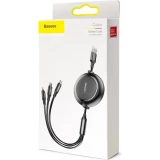 Câble Extensible 3 en 1 Baseus Golden Loop USB - Micro USB / Lightning / USB-C (3.5A) 35cm - 120cm (CAMLT-JH01) - Noir