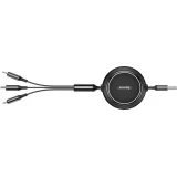 Câble Extensible 3 en 1 Baseus Golden Loop USB - Micro USB / Lightning / USB-C (3.5A) 35cm - 120cm (CAMLT-JH01) - Noir